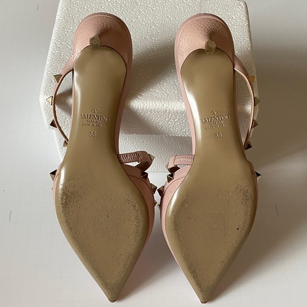 Valentino Pink Rockstud Pointed Toe Mule Heels - Picture 4 of 5